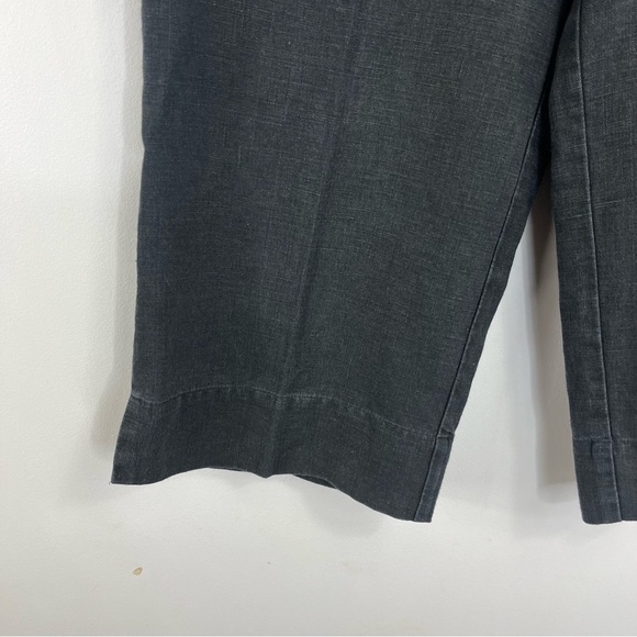 Isabella Bird Size Medium Black Wide Leg Crop Linen Pants JJ11 - Picture 2 of 9